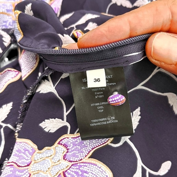 ISABEL MARANT ETOILE NWOT Oxel City draped floral blouse in Faded Night Size 36 - Picture 7 of 9